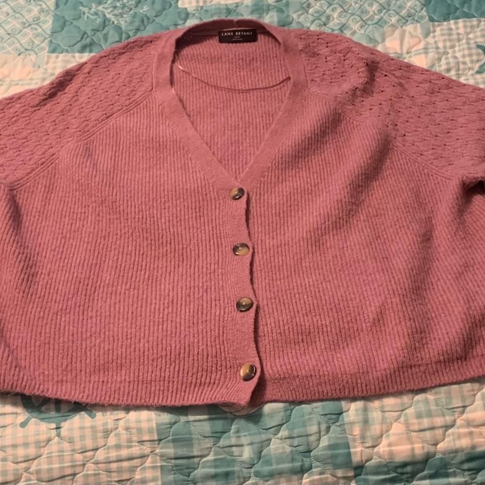 Lane Bryant Dusty Rose V-Neck Button Front Cardigan